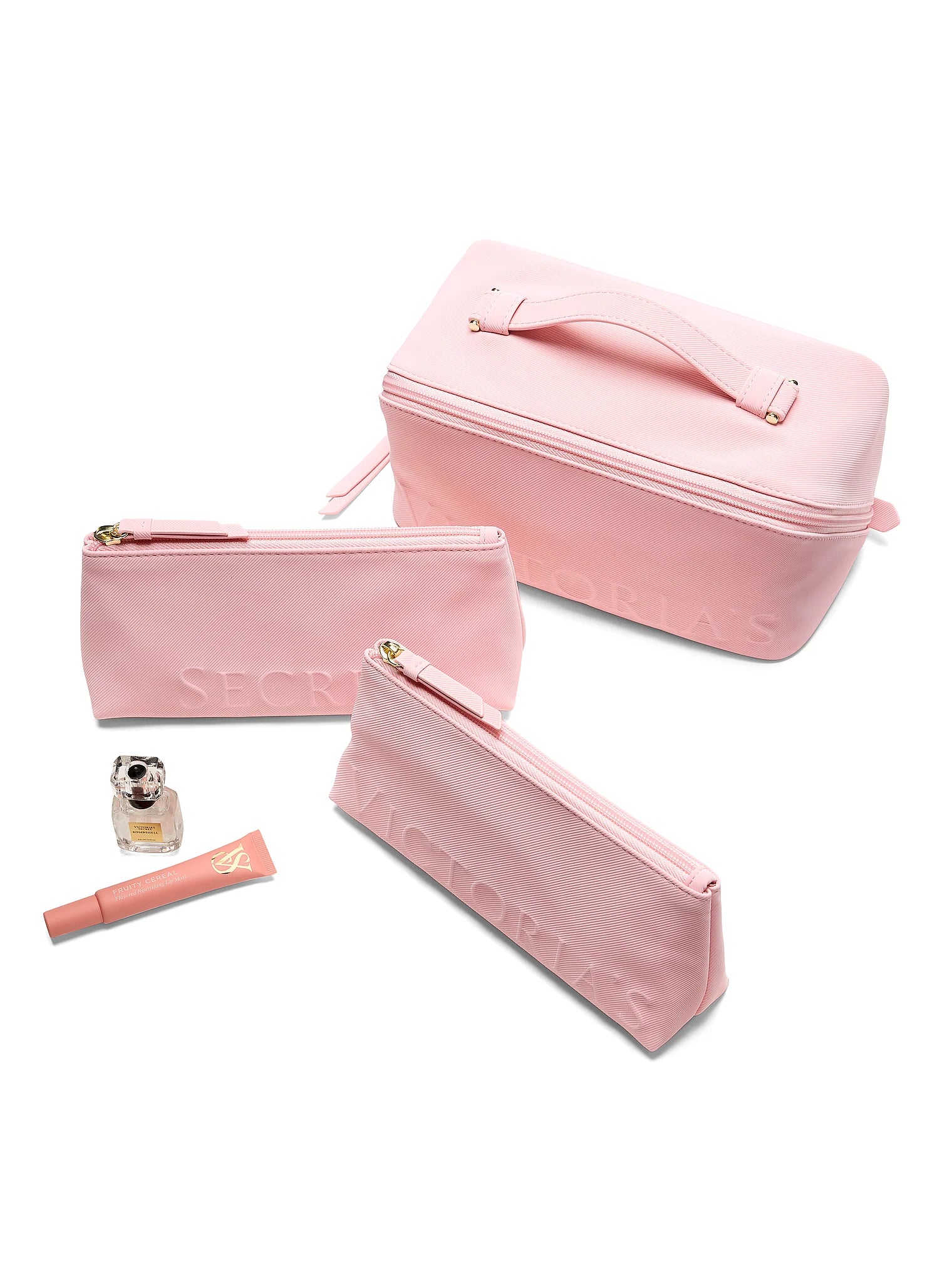 Victoria's Secret Luxury 3-Piece Expandable Makeup Organizer Set ROSA