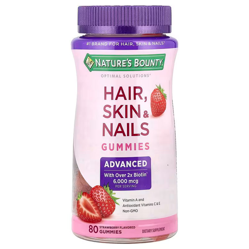 Nature's Bounty, Advanced Hair, Skin, & Nails Gummies Strawberry, 230 Gummies