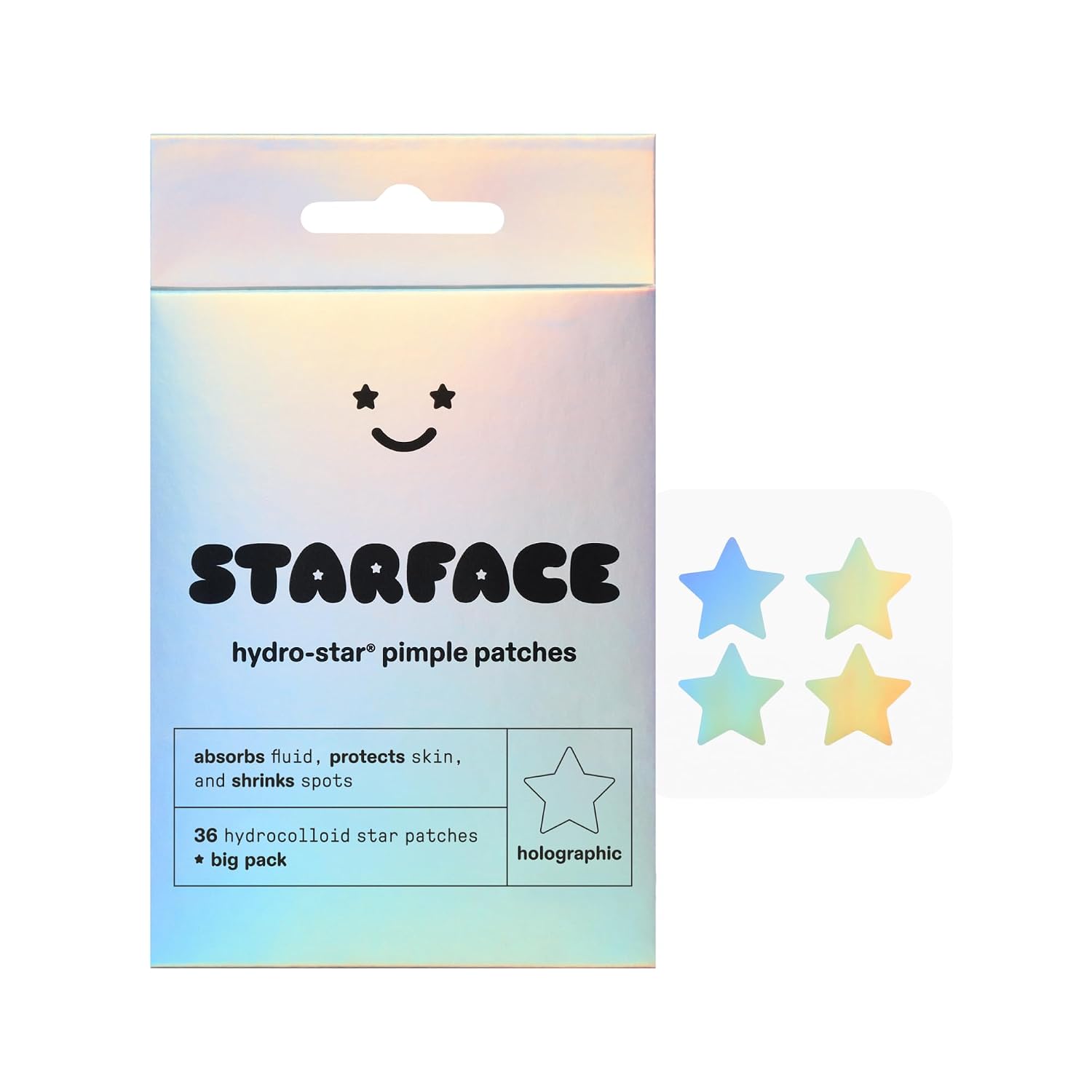 Starface Hydro-Star® Yellow Hydrocolloid Star-Shaped Pimple Patch, 96 ct