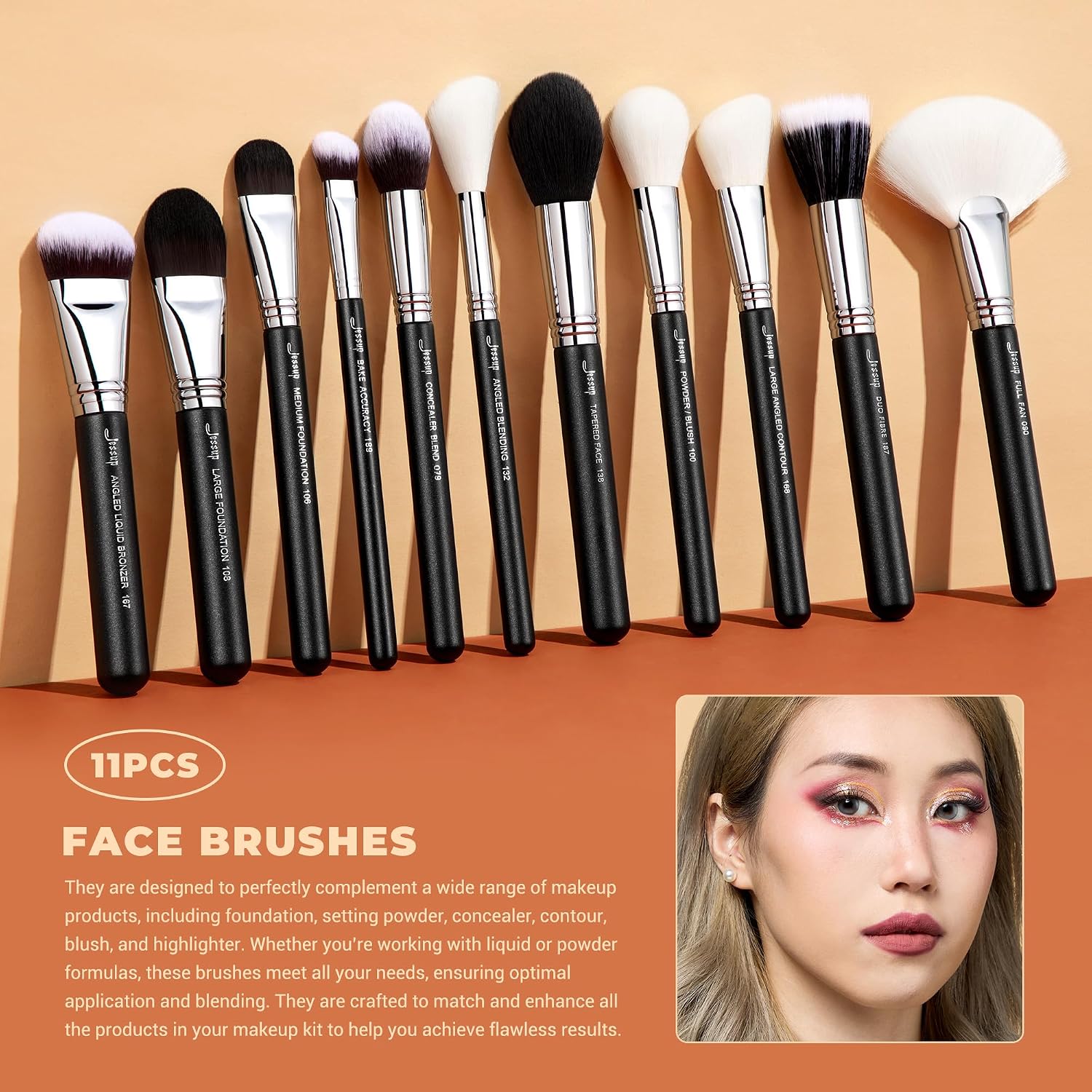 Jessup Makeup Brushes Set Professional, 35pcs Face & Eye Make up Brush T342