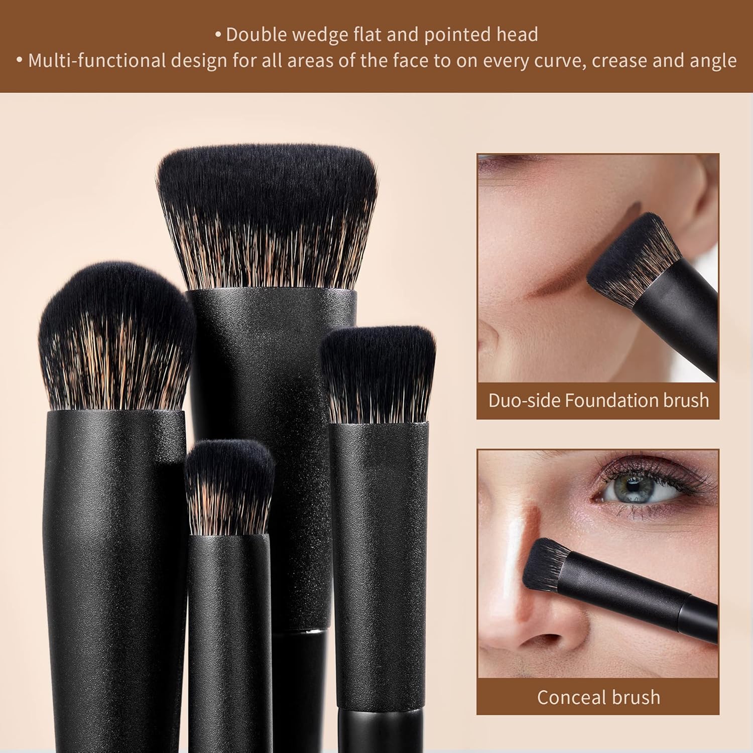 Jessup set de brochas de maquillaje Elegant black, 14 piezas