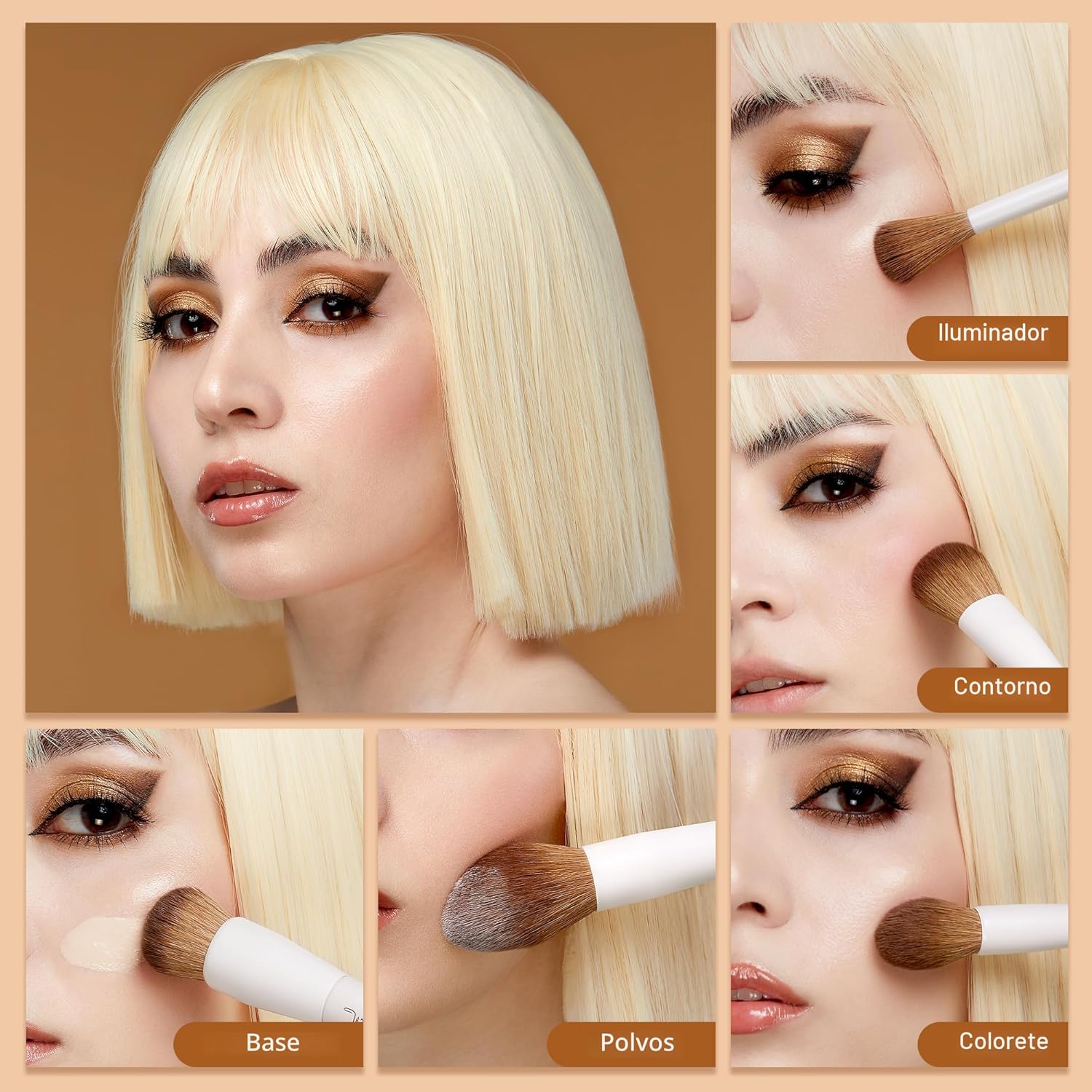 Jessup Juego de Brochas de Maquillaje de 5 Piezas