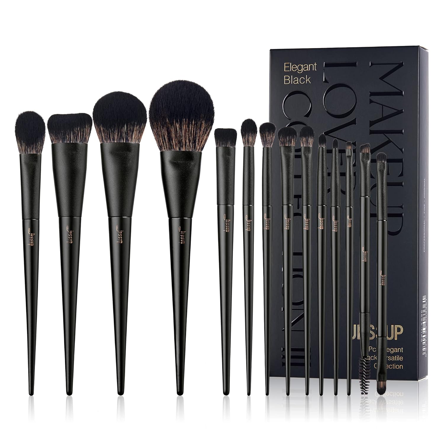 Jessup set de brochas de maquillaje Elegant black, 14 piezas