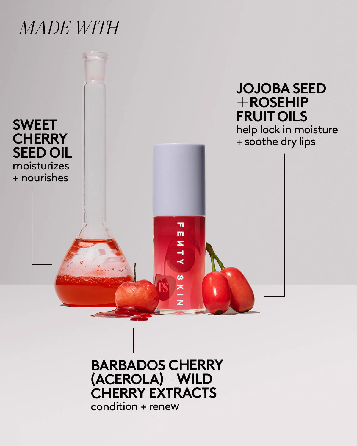 FENTY BEAUTY Set de 3 piezas para labios Cherry Mouth + estuche