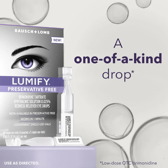 LUMIFY PRESERVATIVE FREE Redness Reliever Eye Drops 20 pares viales