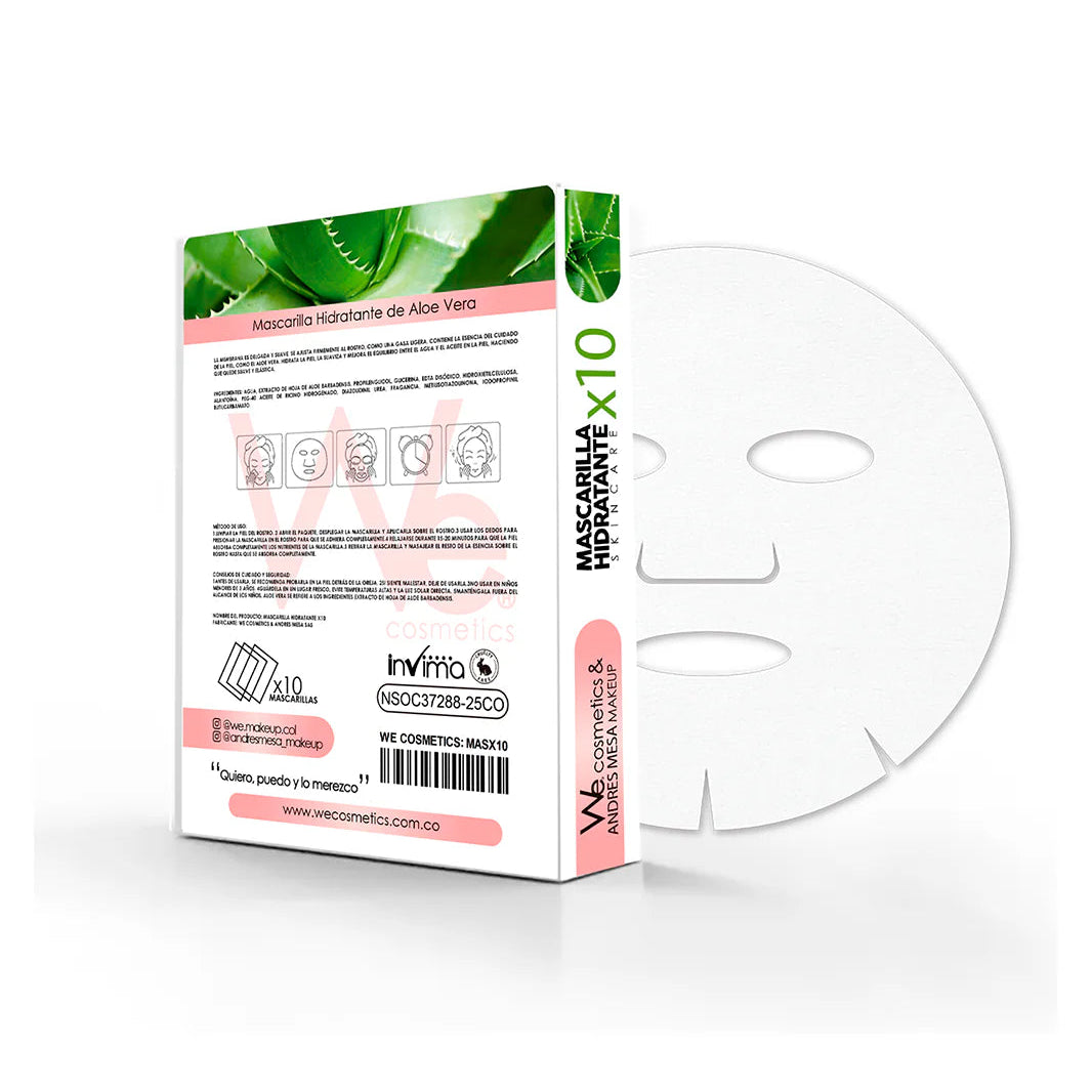 Mascarillas Hidratantes - We cosmetics ft Andres Mesa colab - Aloe vera - X10