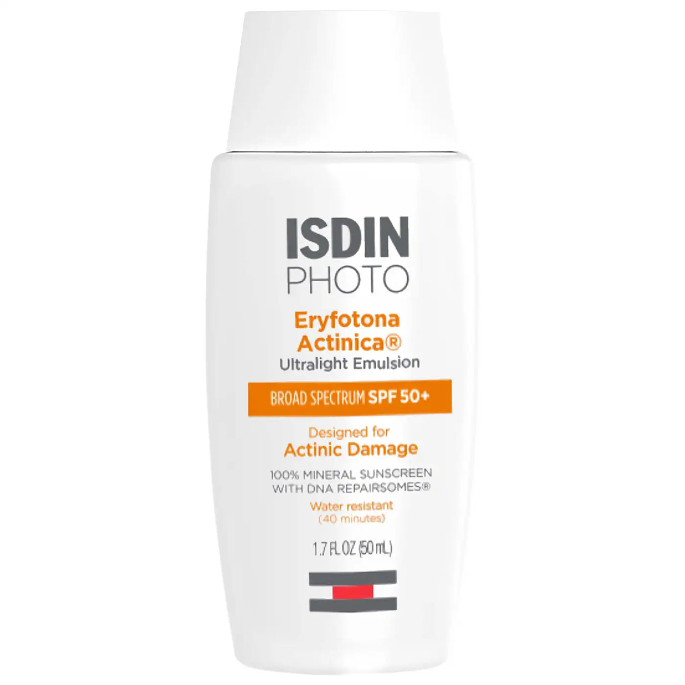 ISDIN Eryfotona Actinica Ultralight Protector solar mineral resistente al agua que no obstruye los poros SPF 50+ con vitamina E