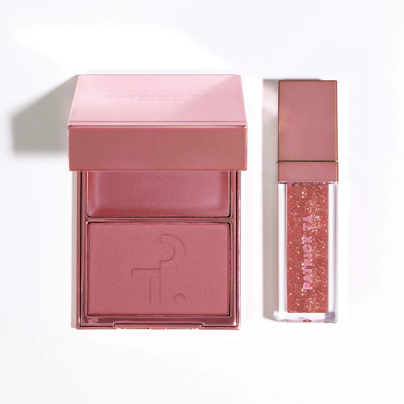 PATRICK TA  Patrick's Glow and Gloss Set: Major Headlines Blush Duo and Lip Gloss Makeup Gift Set