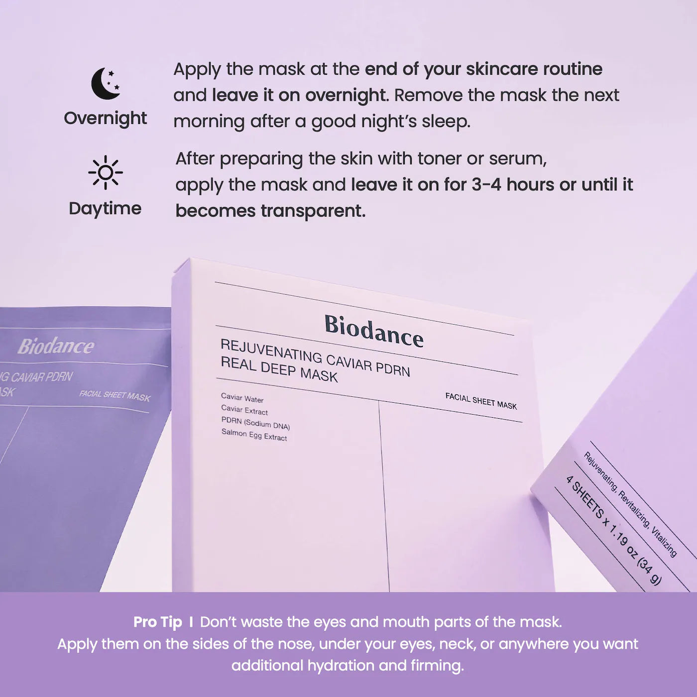Biodance  Rejuvenating Caviar PDRN Real Deep Mask - 4 Pack for Natural Skin Renewal & Firming