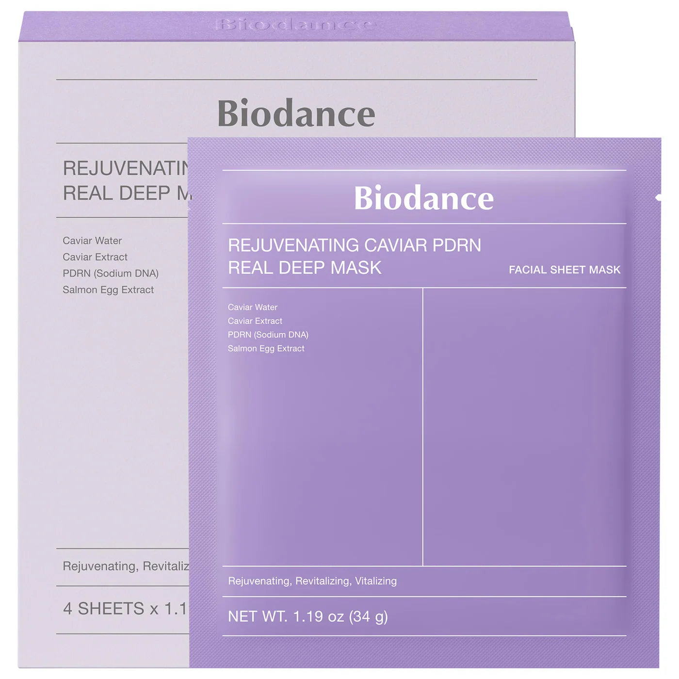 Biodance  Rejuvenating Caviar PDRN Real Deep Mask - 4 Pack for Natural Skin Renewal & Firming