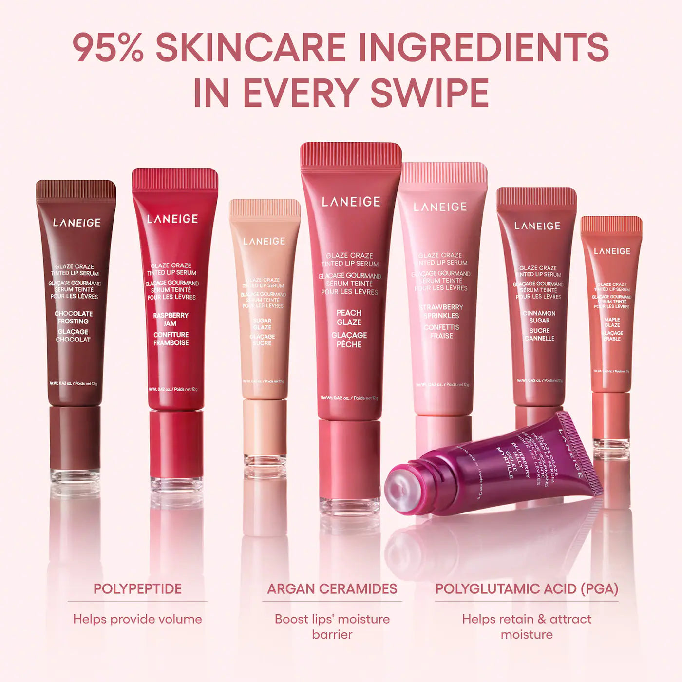 LANEIGE  Glaze Craze Donut Delight Hydrating Tinted Lip Serum Duo