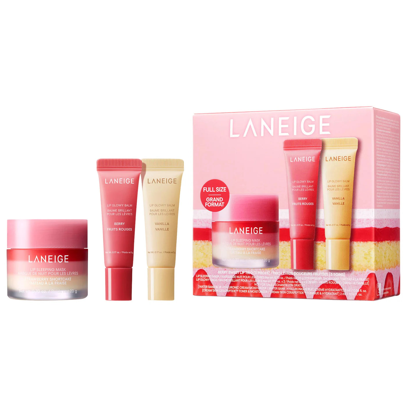 LANEIGE  Set de tres mini bálsamos labiales Berry Sweet