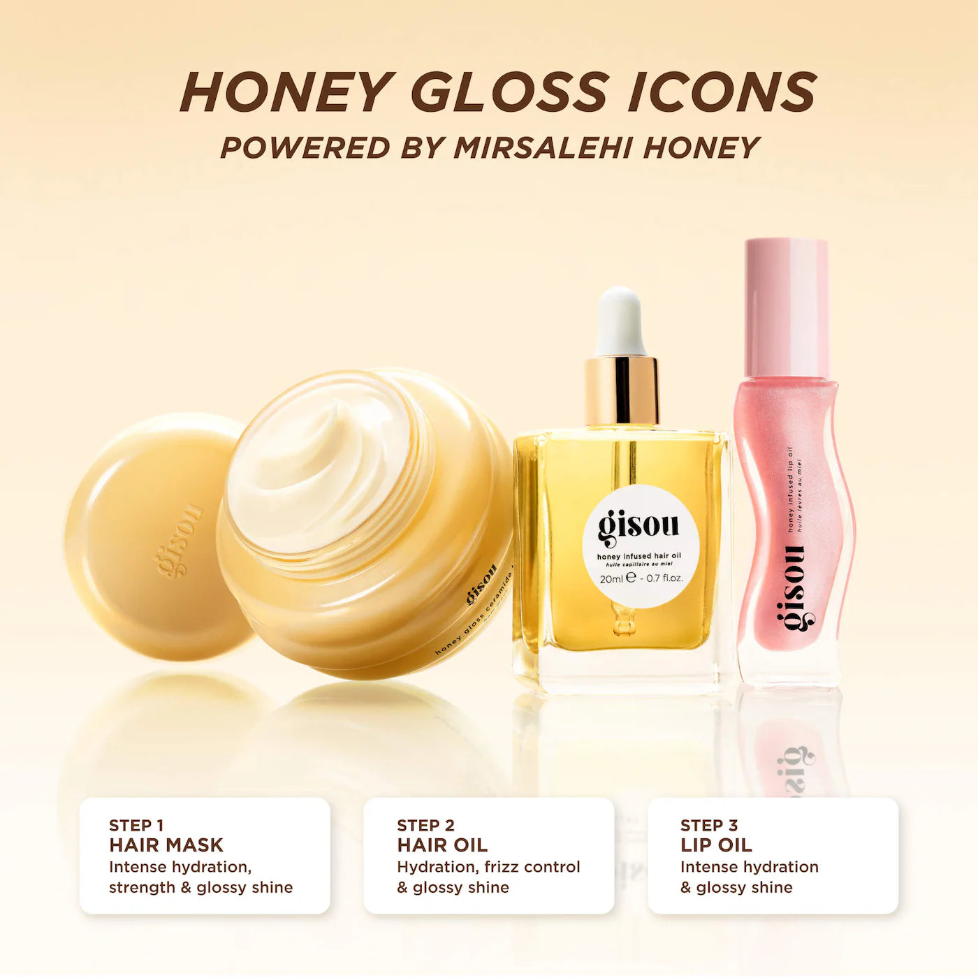 Gisou  Honey Glow Icons Hair & Lip Set