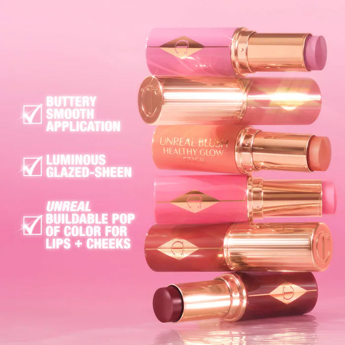 Charlotte Tilbury Mini Unreal Lip + Cheek Glow Blush Stick with Hyaluronic Acid