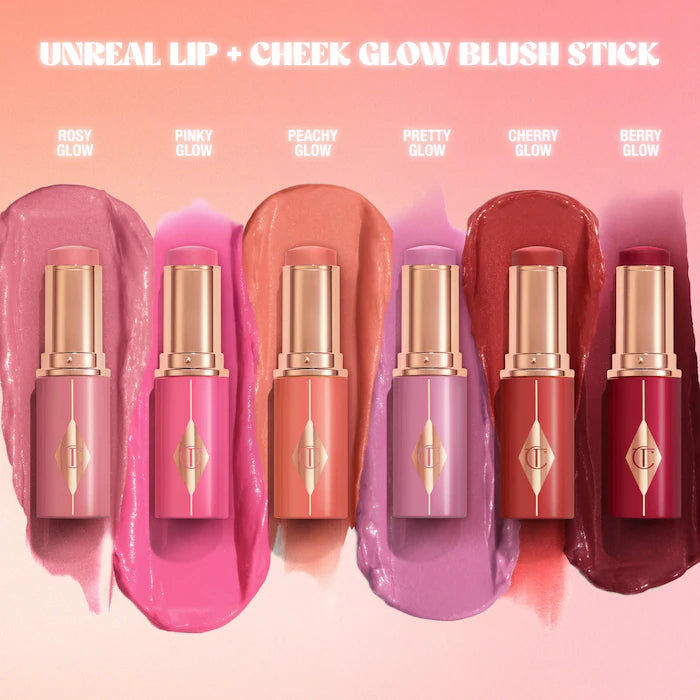 Charlotte Tilbury Mini Unreal Lip + Cheek Glow Blush Stick with Hyaluronic Acid