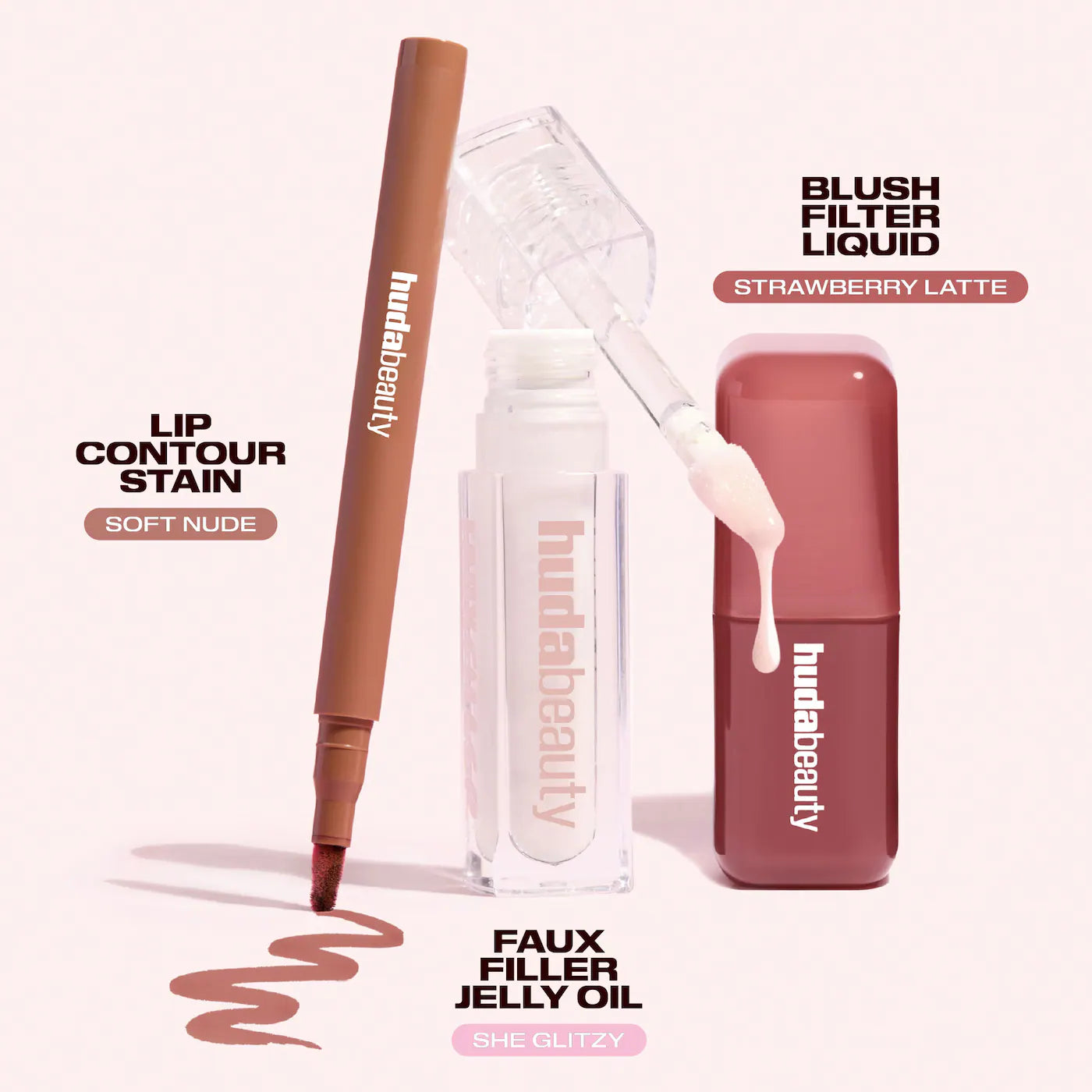 HUDA BEAUTY  Blushed Nudes Lip & Cheek Kit